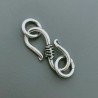 Chiusura In Ottone Forma S Lavorato Ethnico Ossidato 21-22mm-Argentato 4pz