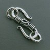Chiusura In Ottone Forma S Lavorato Ethnico Ossidato 19-20mm-Argentato 4pz