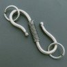 Chiusura In Ottone Forma S Lavorato Ethnico Ossidato 40-41mm-Argentato 1pz