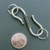 Chiusura In Ottone Forma S Lavorato Ethnico Ossidato 40-41mm-Argentato 1pz