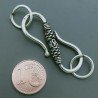 Chiusura In Ottone Forma S Lavorato Ethnico Ossidato 37-38mm-Argentato 1pz