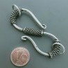 Chiusura In Ottone Forma S Lavorato Ethnico Ossidato 22-24mm-Argentato 1pz