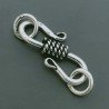 Chiusura In Ottone Forma S Lavorato Ethnico Ossidato 24-25mm-Argentato 4pz