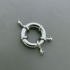 Chiusura In Ottone Moschettone Anello A Molla Tondo 20mm- Rodiato-2pz