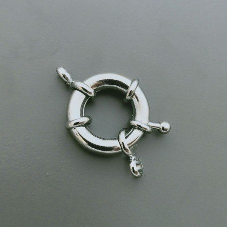 Chiusura In Ottone Moschettone Anello A Molla Tondo 20mm- Rodiato-2pz