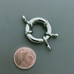 Chiusura In Ottone Moschettone Anello A Molla Tondo 20mm-  Rodiato-2pz