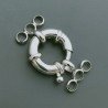 Chiusura In Ottone Moschettone Anello A Molla 3 Fili Tondo 14mm- Argentato 2pz