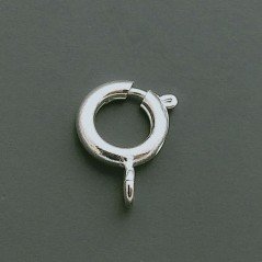 Chiusura In Ottone Moschettone Anello A Molla Tondo 08mm-Argentato 15pz
