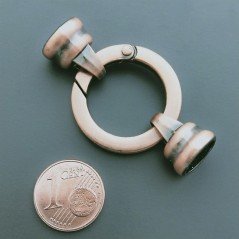 Chiusura In Ottone Moschettone Anello A Molla Tondo 26mm E Coppetta 12mm-Rame Anticato 1pz
