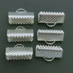 Terminale Di Ottone Fermanastro Forma Rettangolo 07X13mm-Argentato 22pz