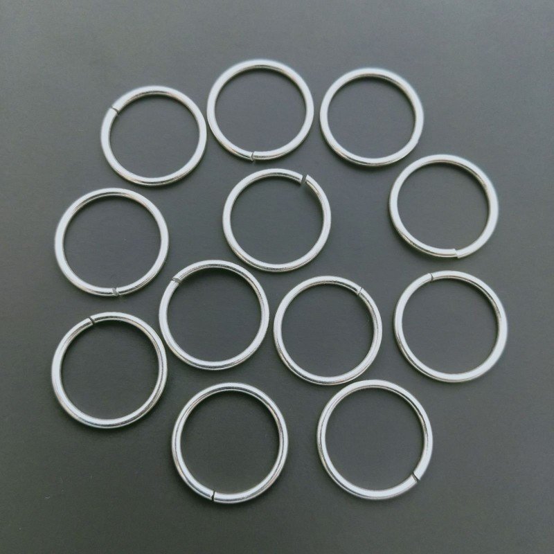 Contromaglia Anellini Di Ottone Aperti Spessore 1mm Diametro 15mm-Argentato 24pz