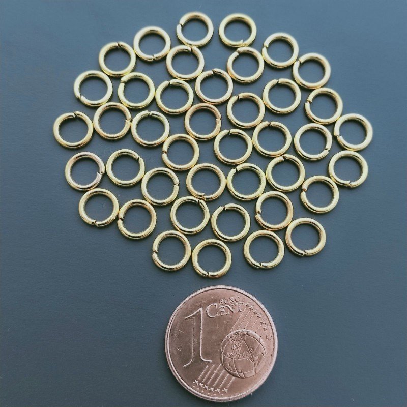 Contromaglia Anellini Di Ottone aperti Spessore 1 mm Diametro 6 mm-Dorato 100pz