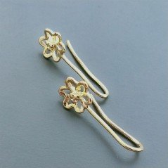Base Per Orecchini In Ottone A Monachella Forma Fiore Forato 09X25mm-Dorato 1 paio