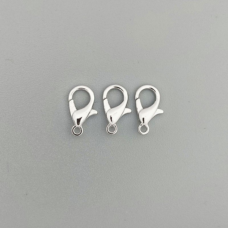 Chiusura Moschettone In Ottone 12mm-Rodiato 10pz