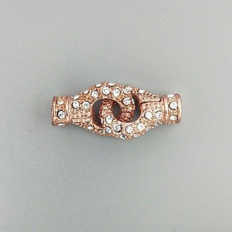 Chiusura In Ottone Forma Infinito Con Zircone Bianco 14X20mm E Coppetta 07mm A Calamita-Oro Rosa 1pz