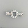 Chiusura In Ottone Moschettone Anello A Molla Con Zircone Tondo 16mm E Coppetta 08mm-Rodiato 1pz