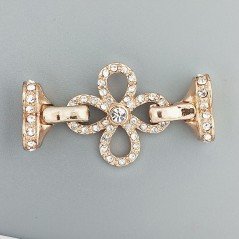 Chiusura In Ottone Forma Fiore Con Zircone Bianco 24mm E Coppetta 08mm A 2 Fili Calamita-Ramato 1pz