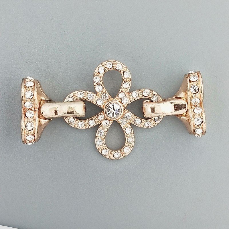 Chiusura In Ottone Forma Fiore Con Zircone Bianco 24mm E Coppetta 08mm A 2 Fili Calamita-Ramato 1pz Chiusura In Ottone Forma Fiore Con Zircone Bianco 24mm E Coppetta 08mm A 2 Fili Calamita-Ramato 1pz