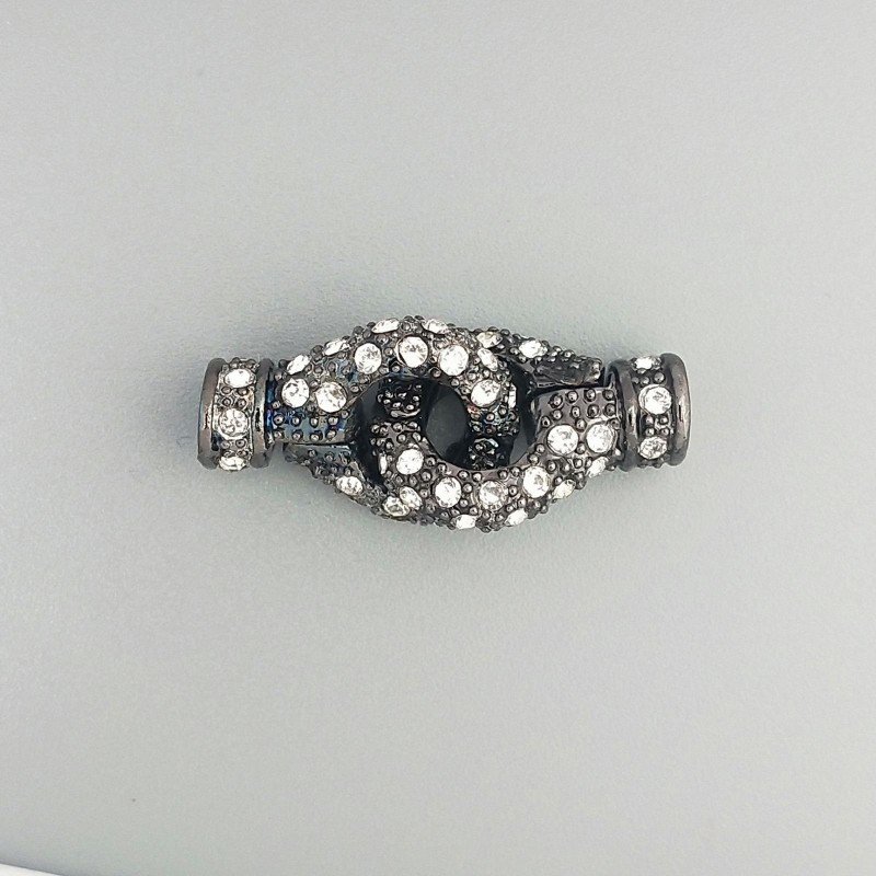 Chiusura In Ottone Forma Infinito Con Zircone Bianco 14X20mm E Coppetta 07mm A Calamita-Brunito 1pz