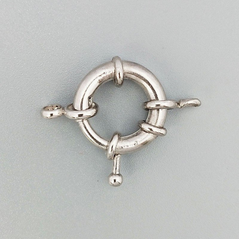 Chiusura In Ottone Moschettone Anello A Molla Tondo 20mm-Rodiato 2pz