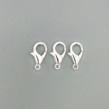 Chiusura Moschettone In Ottone 14mm-Argentato 10pz