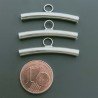 Finale Di Ottone Forma Tubo Curvato Con Anelli Curvato 04X30 mm-Argentato 18pz
