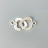 Chiusura In Ottone Forma Doppio Cuore Satinato 14-15mm-Argentato 1pz