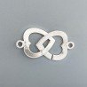 Chiusura In Ottone Forma Doppio Cuore Satinato 18X20mm-Argentato 1pz