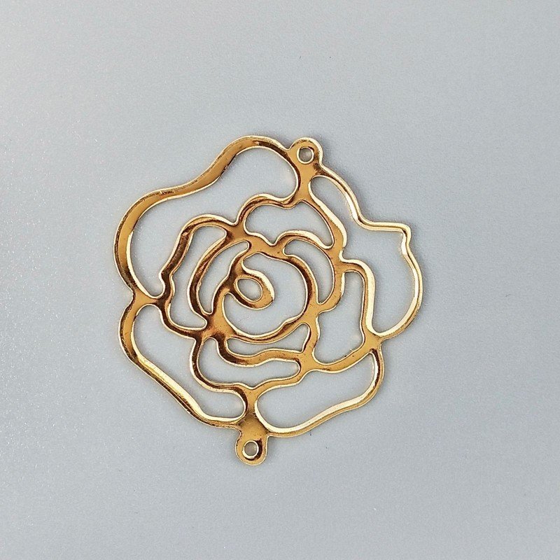 Connettore In Ottone Forma Fiore 32X35mm-Dorato 1pz Connettore In Ottone Forma Fiore 32X35mm-Dorato 1pz