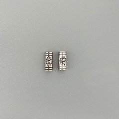 Distanziatore In Ottone Forma Cilindro Inciso Ethnico Ossidato 04X09mm-Argentato 19pz