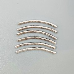 Distanziatore In Ottone Forma Cilindro Martellato Lavorato 02X30mm-Argentato 19pz