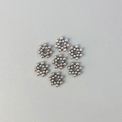 Distanziatore In Ottone Forma Fiore Lavorato Filigrana Ethnico Ossidato 06mm-Argentato 52pz