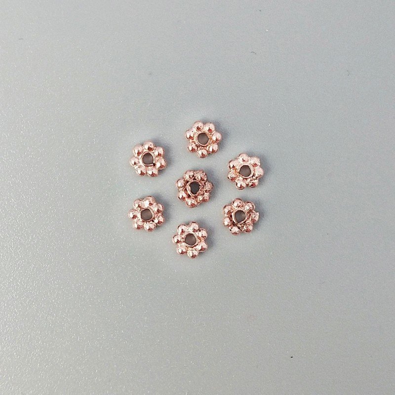 Distanziatore In Ottone Forma Fiore Lavorato Filigrana Ethnico 05mm-Ramato 62pz