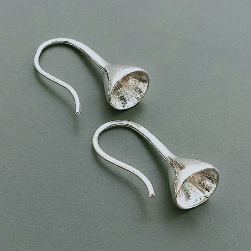Base Per Orecchini In Ottone A Monachella Mezzo Foro 21mm Con Coppetta 08mm-Dorato 1 paio