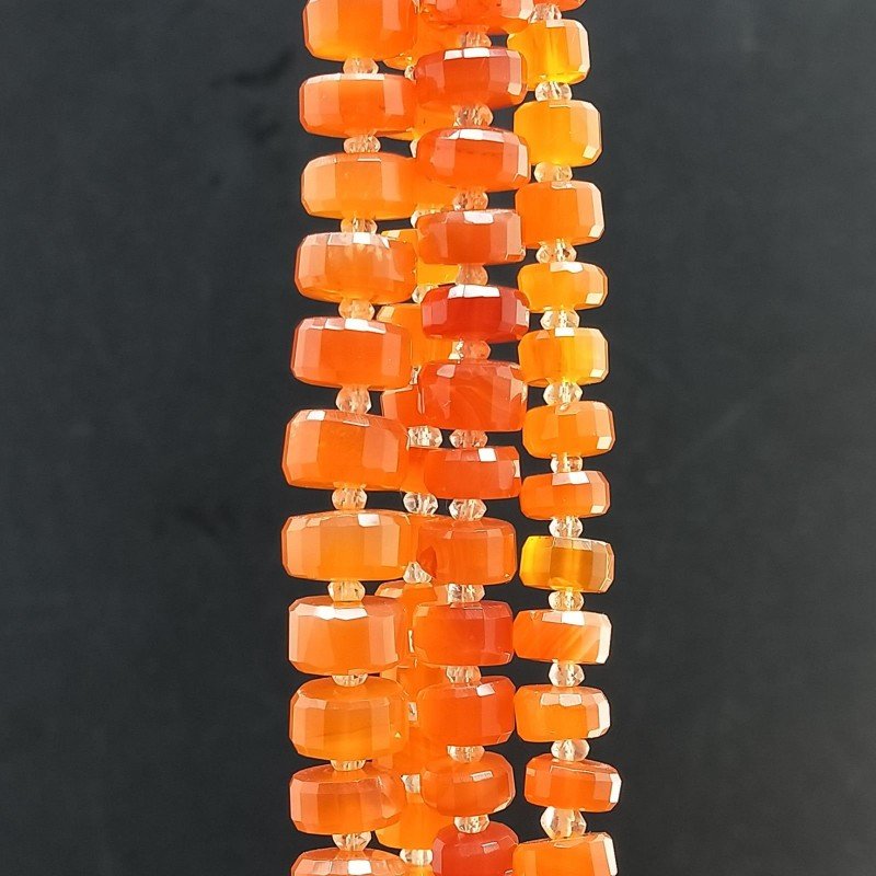 Corniola (AA) Rondelle Cilindro Taglio Laser A Mano Grade 06mm-14mm