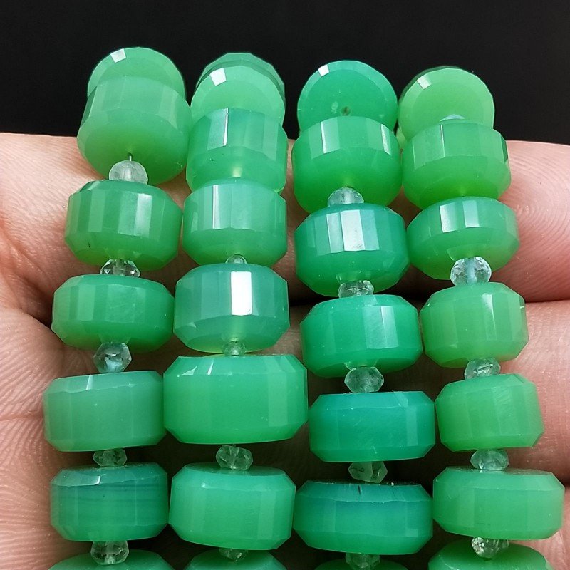 Crisoprasio (AA) Rondelle Cilindro Taglio Laser A Mano Grade 06mm-14mm