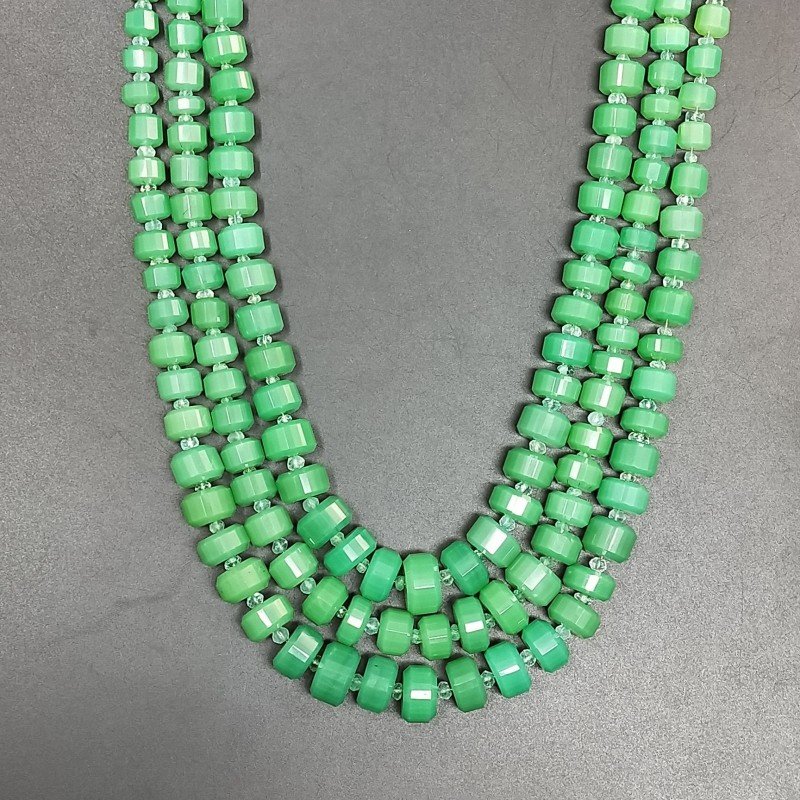 Crisoprasio (AA) Rondelle Cilindro Taglio Laser A Mano Grade 06mm-14mm