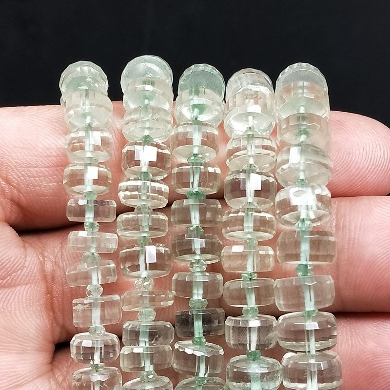 Ametista Verde (AA) Rondelle Cilindro Taglio Laser A Mano Grade 06mm-14mm