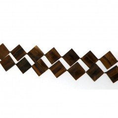 Occhio di Tigre Naturale in Perline Forma Rombo Piatto Sfaccettato Foro Diagonale 26mm