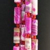 Agata Brasiliana Fucsia Striata Sfumato Perline Forma Cilindro Irregolare 08X12mm