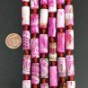 Agata Brasiliana Fucsia Striata Sfumato Perline Forma Cilindro Irregolare 08X12mm