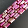 Agata Brasiliana Fucsia Striata Sfumato Perline Forma Cilindro Irregolare 08X12mm