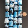 Agata Brasiliana Blu Striata Perline Forma Cilindro Liscio 15x18mm