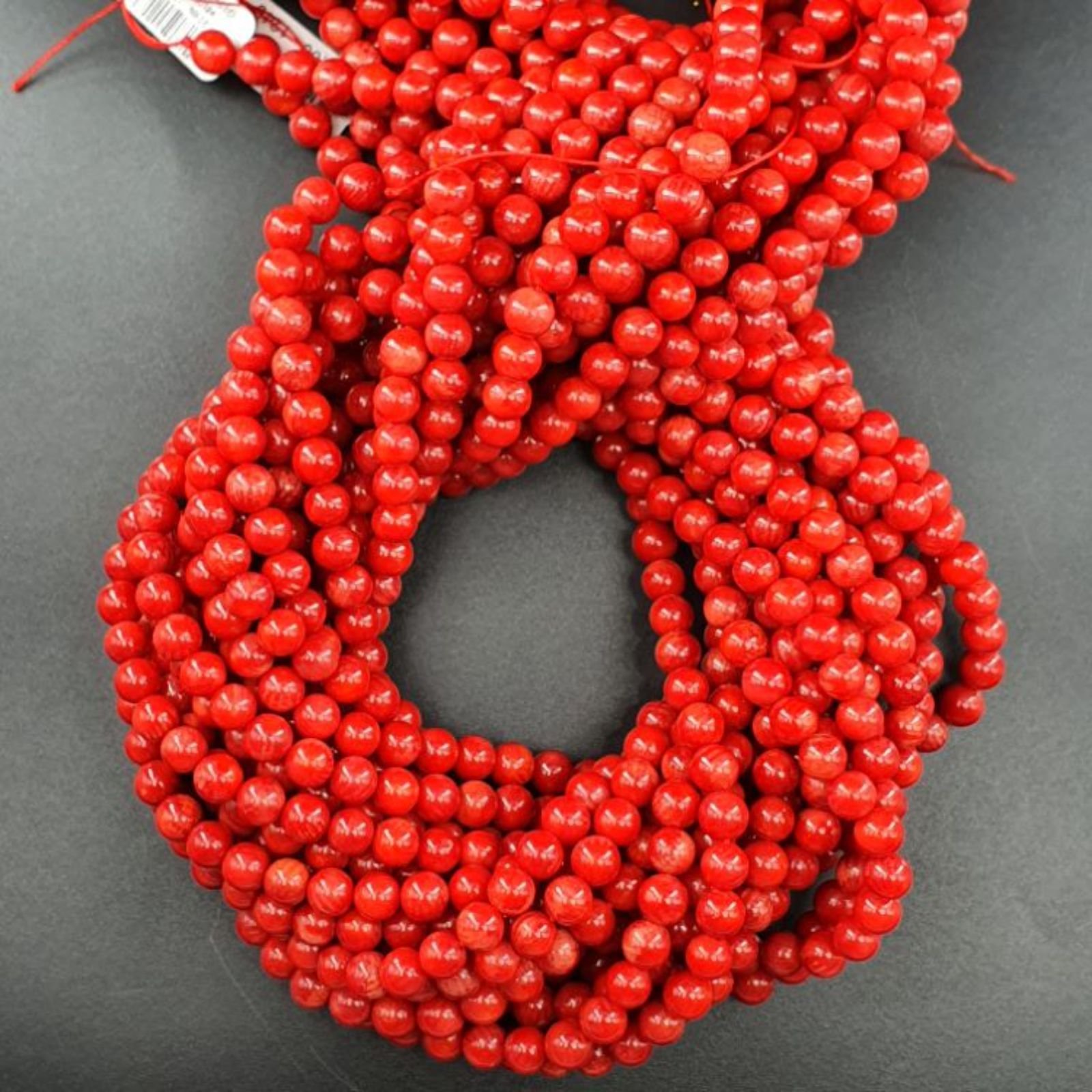 Corallo Bamboo Rosso Perline Forma Tondo Liscio 06mm