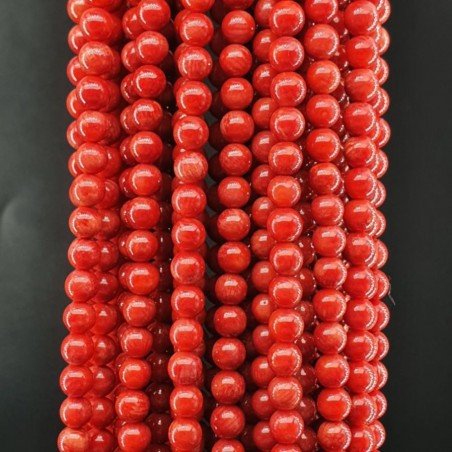 Corallo Bamboo Rosso Perline Forma Tondo Liscio 06mm