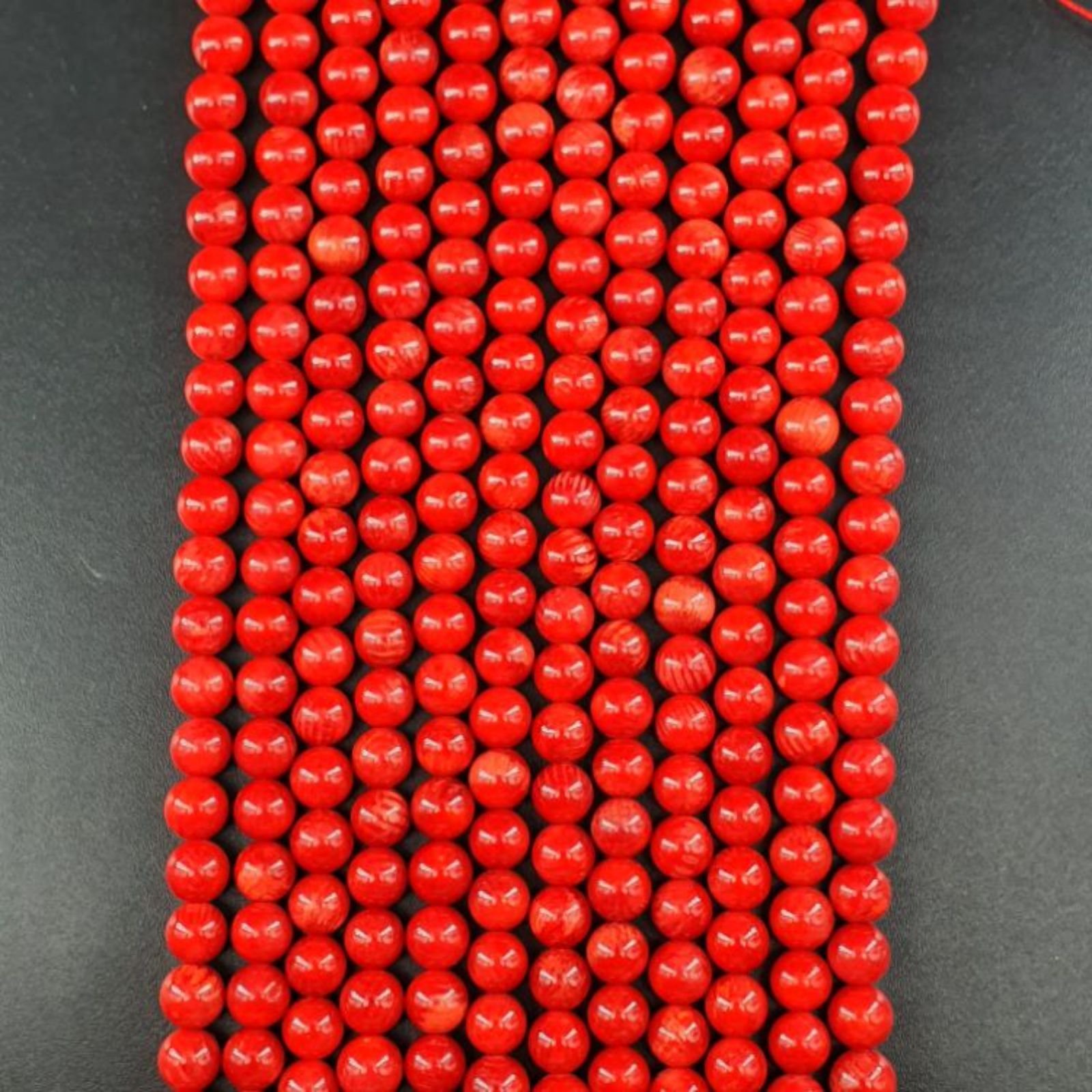Corallo Bamboo Rosso Perline Forma Tondo Liscio 06mm