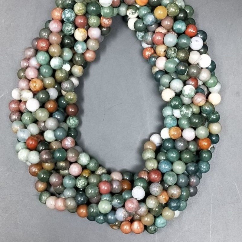 Agata Indiana Multicolore Perline Forma Tondo Liscio 06mm