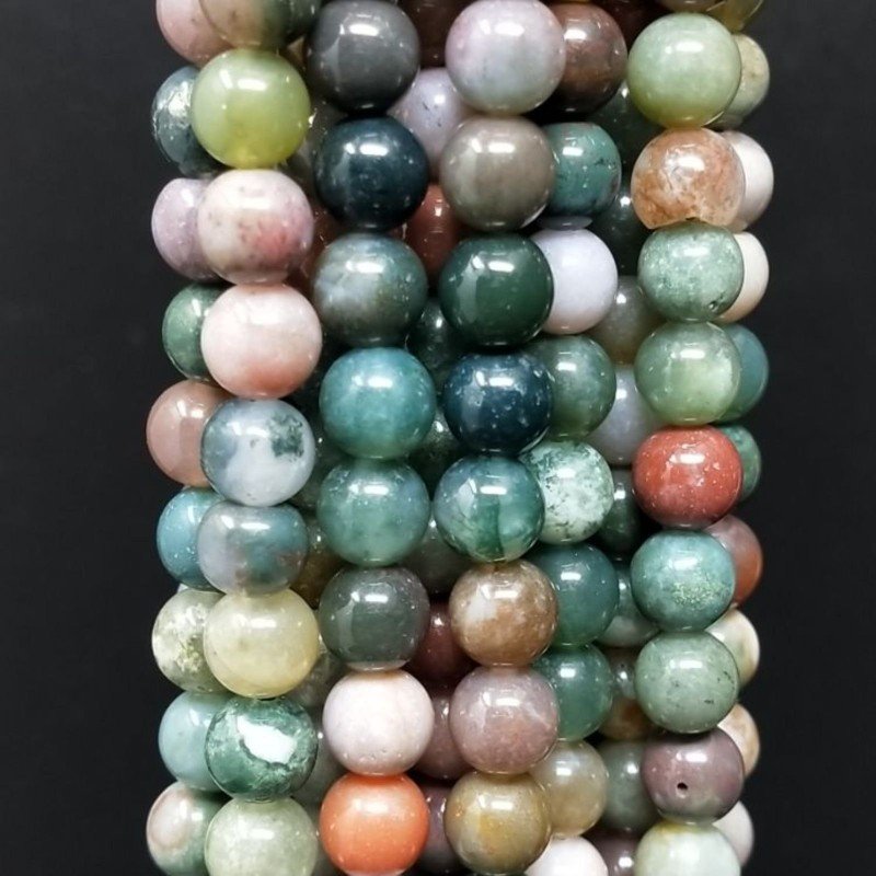 Agata Indiana Multicolore Perline Forma Tondo Liscio 06mm