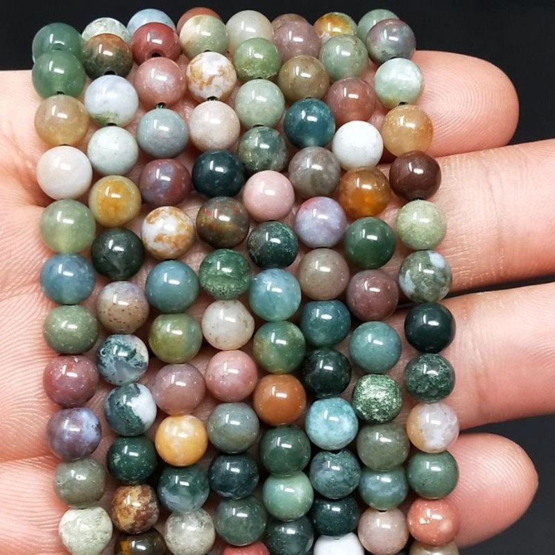 Agata Indiana Multicolore Perline Forma Tondo Liscio 06mm