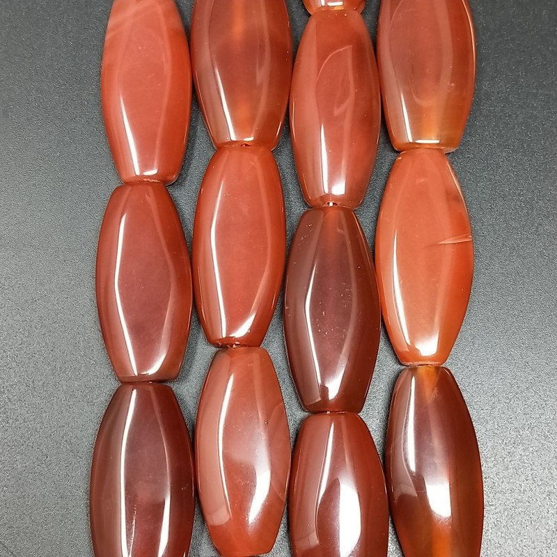 Corniola Naturale in Perline Forma Ovale Piatto Liscio Foro Passante 15X32mm